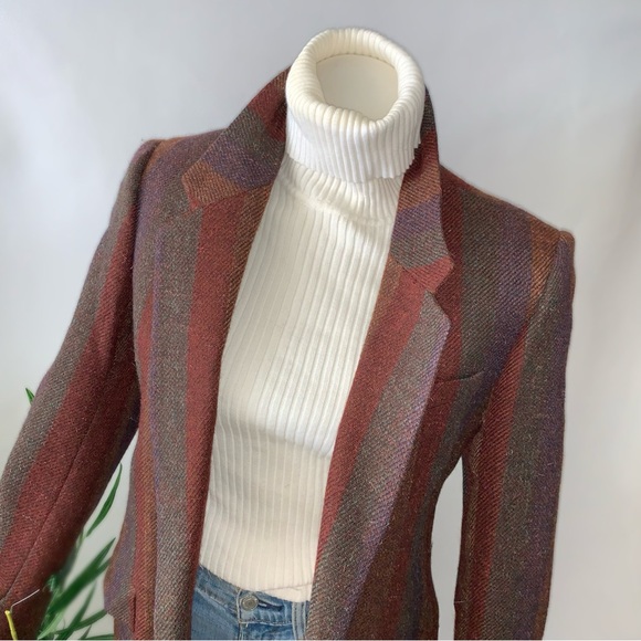 v i n t a g e :: Unique 70s Striped Wool Tweed Blazer ILGWU Union - Picture 2 of 14